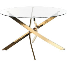Beliani Maramo söögilaud turvaklaasist läbipaistev läbimõõt 120 cm ümmargune metallraamiga kuldne