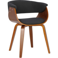 CLP Bruce söögitoatool riidest kattega, puidust raam, stiilne must söögitoas või köögis, tooli maksimaalne koormus 150 kg, värv: must, raami värv: pähkelpuu