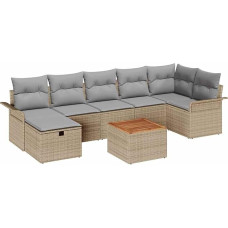 Rantry 8-teiliges Garten-Sofa-Set mit Kissen Beige Poly-Rattan Gartenlounge Model3359462