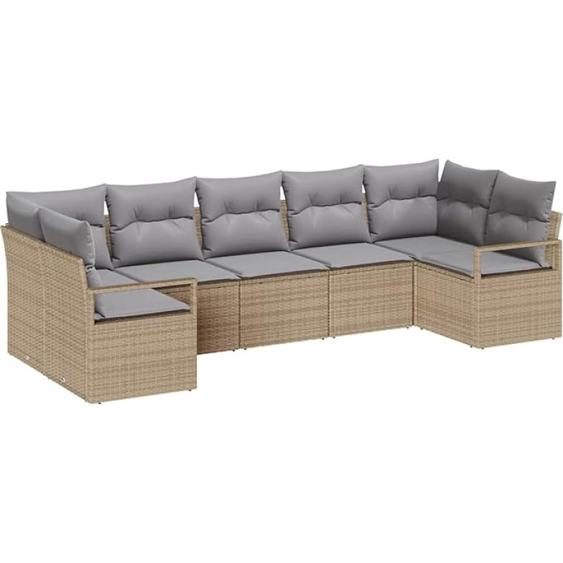 Rantry 7-osaline aia diivan komplekt padjadega Beige Poly Rattan Garden Lounge Model3355199