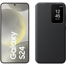 Samsung Galaxy S24 AI nutitelefon, 8 GB RAM, 128 GB mälu, marmorhall + Smart View rahakoti ümbris, must