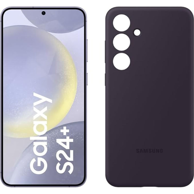 Samsung Galaxy S24+ AI nutitelefon, 12 GB RAM, 512 GB mälu, kobaltlilla, silikoonist ümbris tumelilla