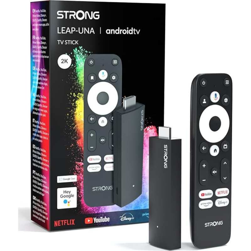 STRONG Leap-UNA Android TV Streaming Stick, WiFi, integreeritud Chromecast, Android 11 TV Box, Google Assistant, HDR10+, Dolby Audio & Dolby Vision, Google Play, Netflix, YouTube