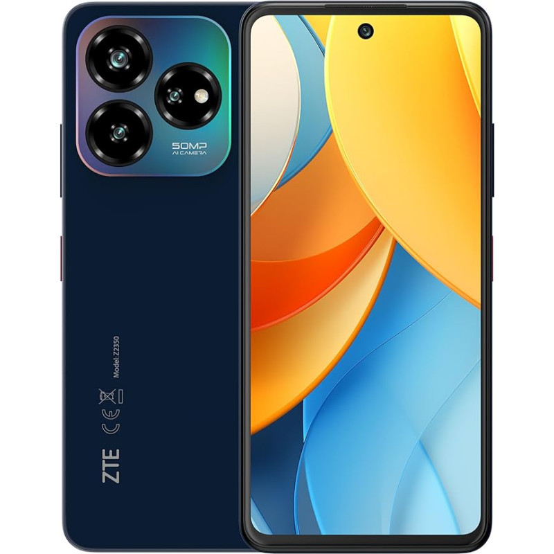 ZTE nutitelefon Blade V60 VITA 2024 (16,76 cm (6,6 tolli) HD+ ekraan, 4G LTE, 4 GB RAM ja 256 GB sisemälu, 50 MP põhikaamera ja 8 MP esikaamera, Dual SIM, Android 13) Sinine