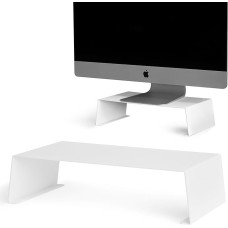 Monitori alus, lauaalune, metallist tõstuk, kõrgus platvorm arvutile, ekraanile, sülearvutile, lauale, kontori ergonoomika, elegantne kaasaegne riiuli disain, valge