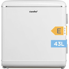 Comfee RCD50WH2EURT(E) väike külmik, 47 liitrit, retro disain, mini lauakülmik, külmikukamber, vaikne külmik kontorisse, koju, valge [energiaklass E]