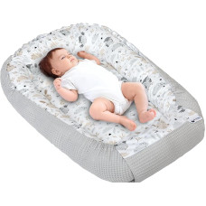 Medi Partners Baby Nest Cuddly Nest Baby Nest 100% puuvillasest vahvlist reisivoodi reisivoodi beebidele imikutele 100 x 60 x 15 cm turvaline sulgemine (hele halli vahvliga).
