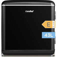Comfee RCD50BL2EURT(E) väike külmik, 47 liitrit, retro disain, minikülmik, laud, reguleeritav termostaat, vaikne, sobib koju, kontorisse ja hotelli, must [energiaklass E]