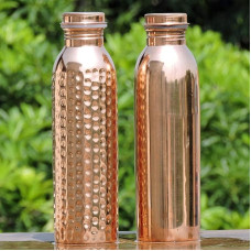 2 Pack Pure Copper Water Bottles - 600ml Leakproof Ayurvedic Copper Bottles for Health Benefits (600ml)