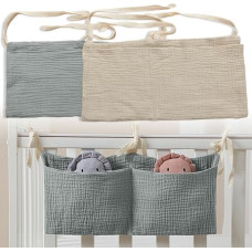 Hanging Baby Bed Organiser, 2 Colours, Baby Bed Storage Bag, Adjustable Organiser, Nursery Bed Organiser for Hanging