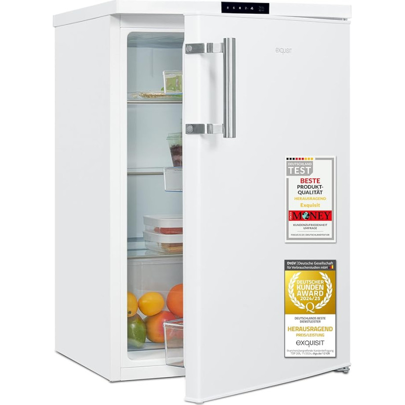 Exquisit KS516-V-HE-011D Fridge without Freezer, 134 Litres, Electronic Control, Quick Cooling, Alarm Function, Full Room Refrigerator, 55 cm Width, White