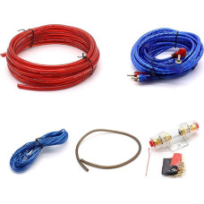 Asudaro Car Installation Set Amplifier Cable 1200 W Car Audio Wire Wiring Amplifier Subwoofer Speaker Installation Kit 10GA Power Cable 60 Amp Fuse Holder, Red + Blue