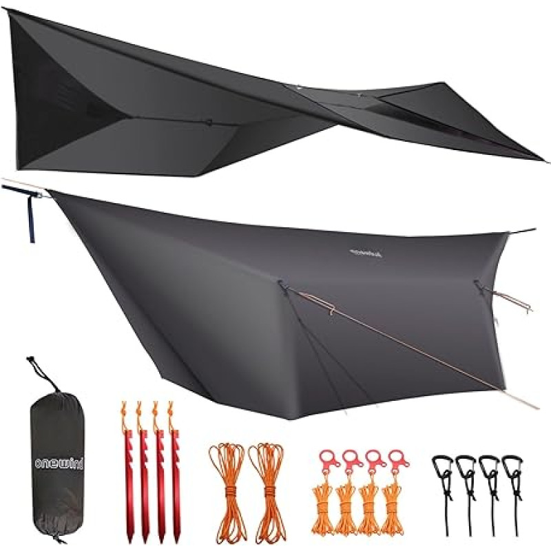 onewind Hammock Tarp Versatile Camping Rain Fly Ultralight Large Cover Shelter with Doors Portable for Winter Bushcraft Tent All Accessories Included