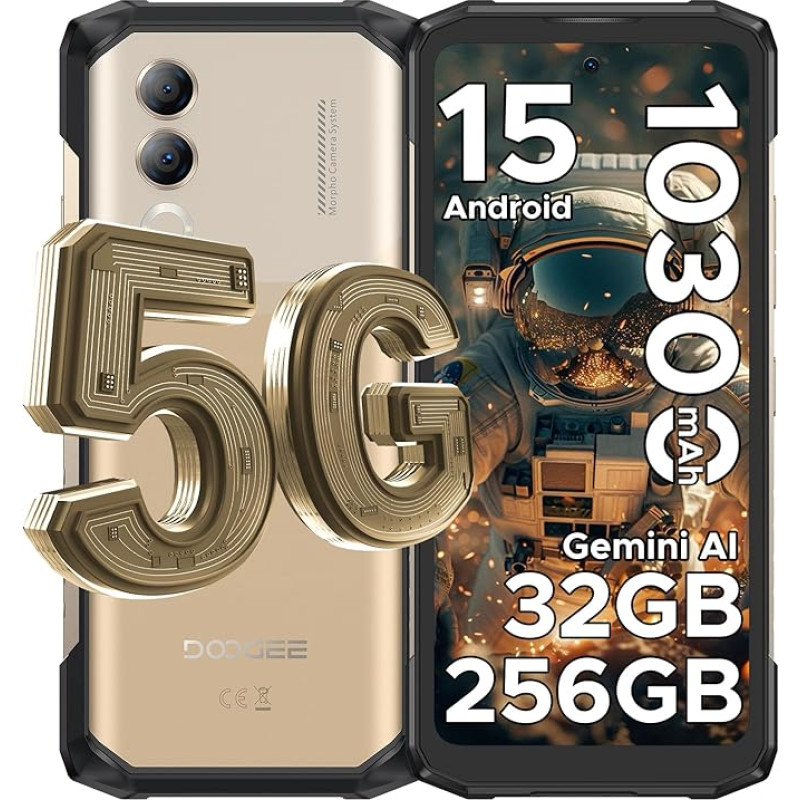 DOOGEE Blade 20 Turbo 5G AI Android 15 välitelefoni ilma lepinguta, 10300mAh/33W, 32GB + 256GB / TF 2TB välitelefoni, 50MP AI kaamera, 6,6-tolline IPS-ekraan, 3 kaardid Dual 5G SIM / IP68 / NFC