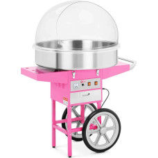 Royal Catering RCZC-1200XL XXL Cotton Candy Machine with Trolley and Cover Spit Protection (Diameter 72 cm, 1,200 W, 1 Unit / 60 Seconds, Includes Accessories) Pink