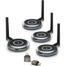 Traadita HDMI saatja ja 3 vastuvõtjat - AIMIBO 5.8G traadita HDMI WiFi adapter sülearvutile, kaamerale, TV-boksile striimimiseks mitmele telerile, monitorile ja projektorile, Plug & Play - 30 m ulatus