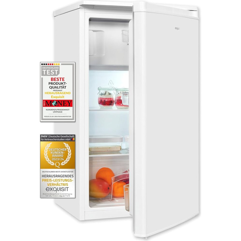 Exquisit Fridge KS117-3-040D White | 81 L Volume | Fridge with Freezer Freestanding | Vegetable Compartment | Freestanding Fridge with Freezer Compartment