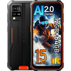 Blackview BV4800SE Android 15 Outdoor mobiiltelefon 2025, 12GB + 64GB/2TB ehitusplatsi mobiiltelefon, 6,56-tolline HD+ Outdoor nutitelefon NFC, 16MP AI kaamera, 5100mAh, IP68 veekindel, Dual SIM 4G