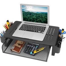 Buwico Monitor Stand, Adjustable Display Stand with Drawers and Baskets, Desktop Manager for Desktops, Laptops, iMacs, PC, Printers, Monitor Stand for Home and Office