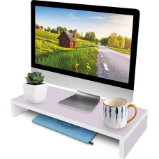 Monitor Stand, White, Desk Attachment, Monitor Riser, Monitor Stand, Screen Riser White Ergonomic Screen Higher, Desk Organiser for Monitor, Laptop, Fernsher, Titanium White