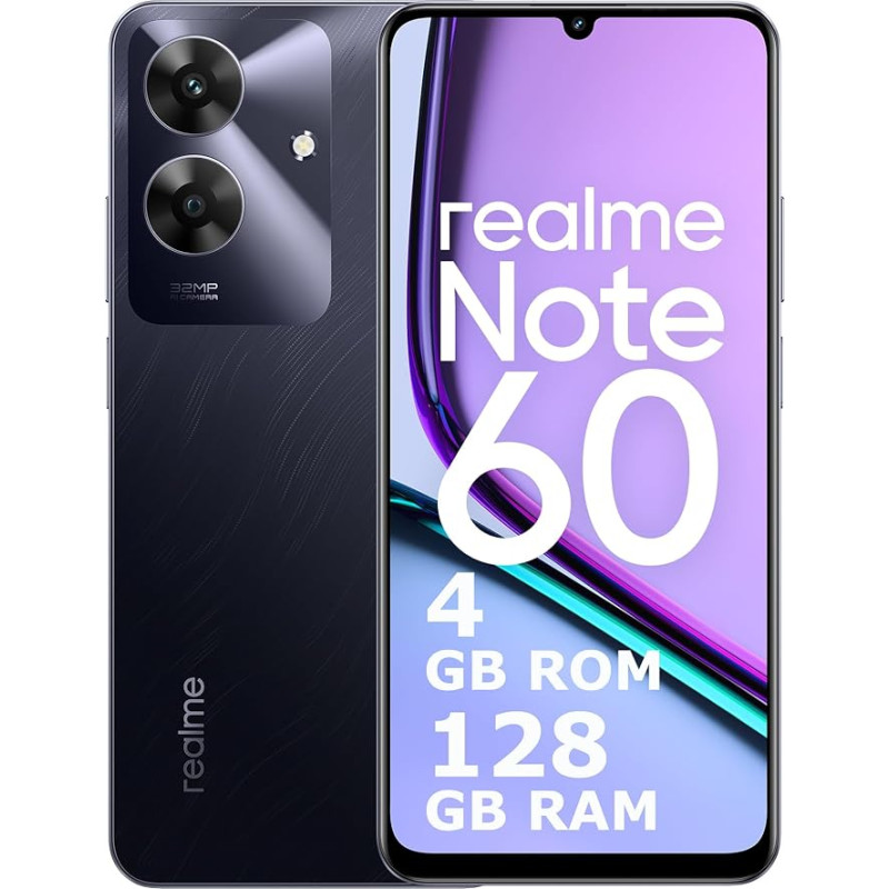 realme Note60 nutitelefon 4 GB + 128 GB Must