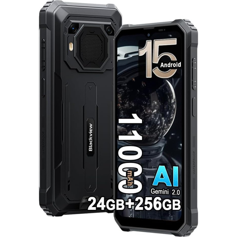 Blackview BV6200 Plus väljas mobiiltelefon, 11000mAh, 24GB + 256GB/2TB (2025), nutitelefon ilma lepinguta, 98DB kõlar, 6.56 tolli 90Hz, IP69K veekindel, ehitusplatsi mobiiltelefon, 16MP +