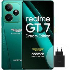 realme GT7 5G nutitelefon, 16 + 512 GB, Aston Martin Green, 7000 mAh aku, 120 W laadimine, Dimensity 9400e kiibistik, IMX906 50MP kaamera, AI Planner (piiratud varu)