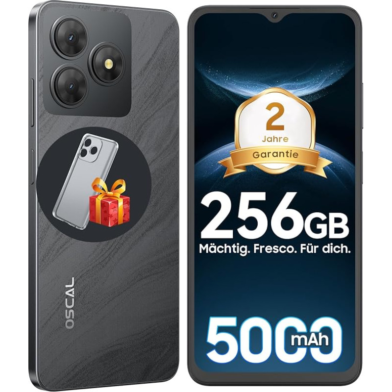 OSCAL Flat 2 mobiiltelefon ilma lepinguta Android 14, 12GB + 256GB 2TB TF mobiiltelefon, 90Hz 6,56-tolline HD + 90Hz, Octa-Core, 5000mAh, 13MP + 8MP AI kaamera nutitelefon ilma lepinguta Dual SIM 4G OTG