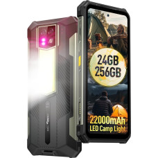 Ulefone Armor 24 Välitingimustes kasutatav mobiiltelefon Android 14, 22000mAh 1000LM Camping Lamp 16GB + 256GB 6,78-tolline FHD + 120Hz 64MP + 64MP Night Vision 4G Dual SIM 5G WIFI/OTG/NFC/GPS/IP69K ehitusplatsil mobiilne