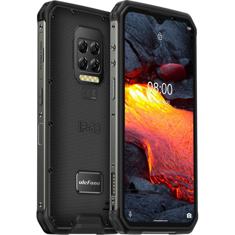 Ulefone Armor 9E Välitingimustes kasutatav mobiiltelefon, 64MP pöördkaamera, Android 10 vastupidav nutitelefon ilma lepinguta, IP68/IP69K, Helio P90 Octa-Core 8GB RAM 128GB, 6,3-tolline FHD +, NFC, GPS Dual SIM nägu