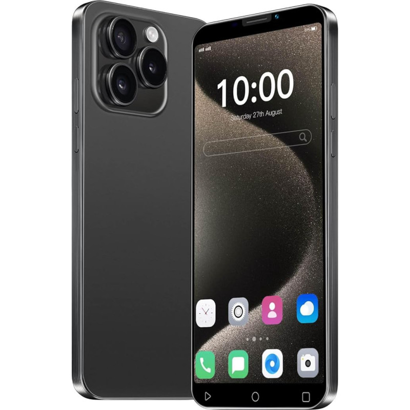 JtQtJ JtQ15P mobiiltelefon, Android OS 5,0-tollise IPS-ekraaniga, Dual SIM, kaks kaamerat, 16 GB ROM (laiendatav kuni 128 GB), WiFi, GPS, Bluetooth, Face ID Basic Phone (JtQ15P-must)