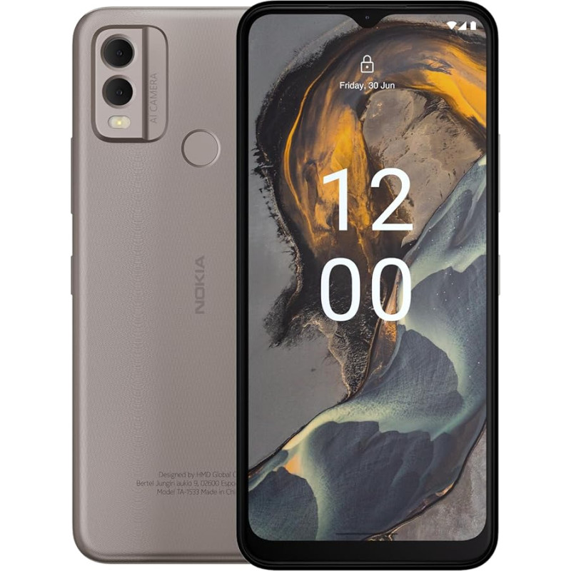 Nokia C22 6,5-tolline nutitelefon HD+ ekraaniga, 3-päevane aku, okta-tuumaline kiibistik, 2/64 GB, 8MP/13MP kaamerad, öine ja portree režiim, IP52 kaitseklass, karastatud ekraaniklaas koos autoadapteriga -