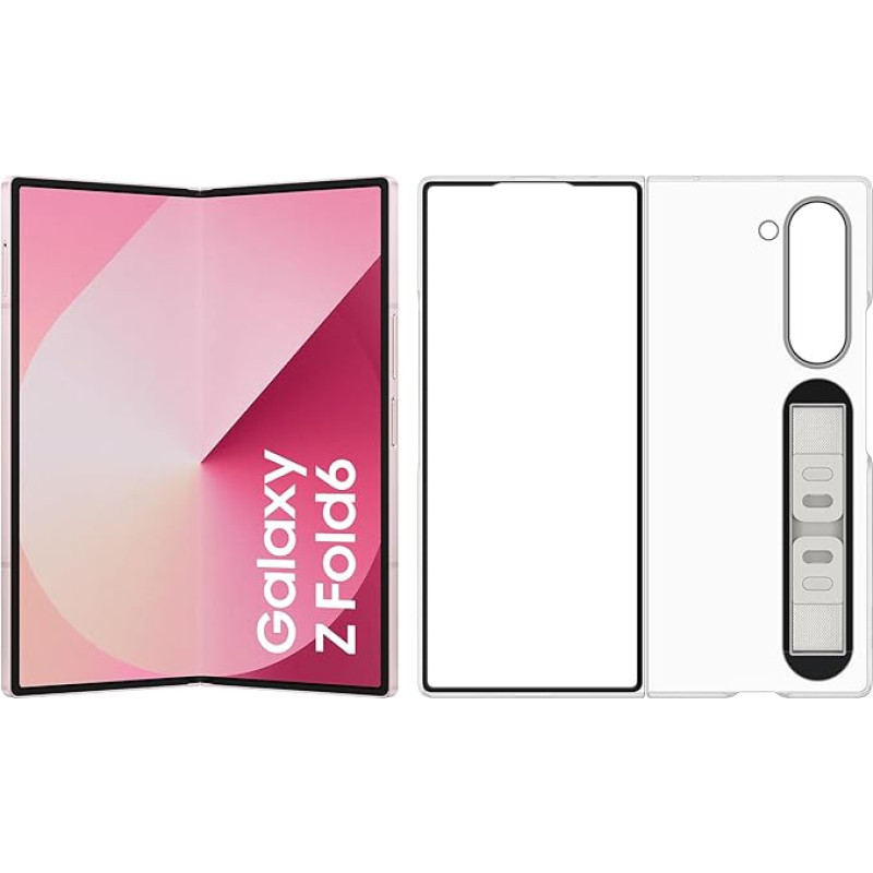 Samsung Galaxy Z Fold6 AI nutitelefon, Simlock-vaba mobiiltelefon ilma lepinguta, 256 GB mälu, 50 MP kaamera, suur ekraan, pikk aku, roosa + läbipaistev ümbris