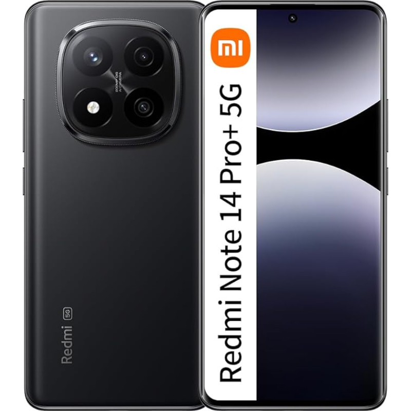 XIAOMI Redmi Note 14 Pro+ 5G nutitelefon 12+512GB 200MP AI kaamera All-Star vastupidavus Snapdragon 7s Gen 3 1.5K 120Hz Eye-Care ekraan 5110mAh aku NFC-ga, ilma laadijata (must)
