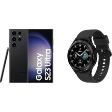 Samsung Galaxy S23 Ultra Android nutitelefon, 256 GB, 5000 mAh aku + Galaxy Watch4 Classic, ümmargune Bluetooth nutikell, Wear OS [eksklusiivselt Amazonis]