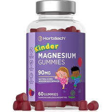 Horbaach Magnesium Gummy Bears Children 90 mg per Gummy | 60 Magneesium Citrate Vegan Gummies - 2 Month Supply | Alternatiiv kapslitele ja tablettidele | Magneesium täiendus lastele