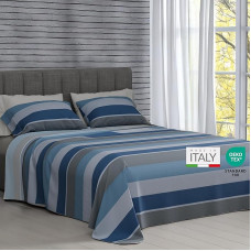 Dorian Home, komplektne voodi 100% puuvillane, mis koosneb voodi allservast, pealisvoodist ja padjapüürist, valmistatud Itaalias (Garda Blu, Matrimonial)