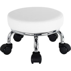 WKWKER Rolling Seat PU nahast madal ümmargune rulltooli väike tool universaalsete pöörlevate ratastega kodukontorile garaažipoe spordi jaoks kõrgus 21,8 cm (valge)