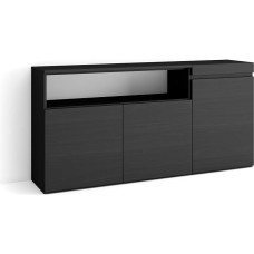 Skraut Home Sideboard, Highboard, sahtlikapp, riidekapp, 150 x 75 x 35 cm, 3 ust, elutuba, köök, kaasaegne stiil, must