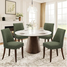 COLAMY söögitoa toolid, komplekt 4, kaasaegsed köögitoolid, polsterdatud toolid seljatoega, puidust jalgadega riidest söögitoolid söögituppa, kööki, restorani, puidust jalgadega, roheline