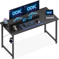 ODK väike laud, 120 x 48 cm arvutilaud, kontorilaud kõrvaklappide hoidjaga, väike must õppetuba, puidust arvutilaud, kontorilaud koju, kontorisse
