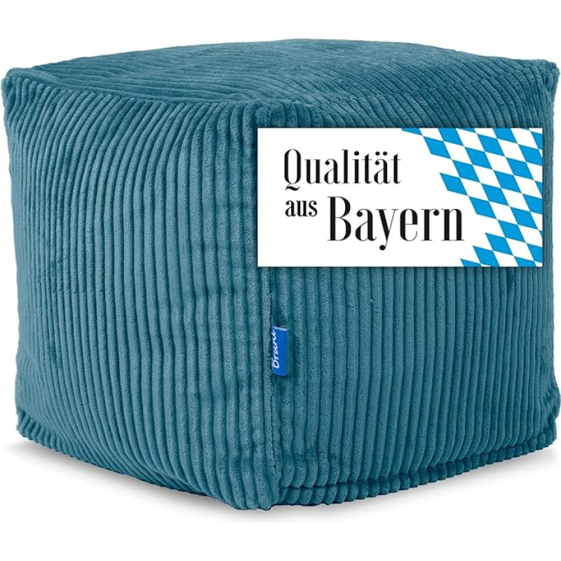 Bruni Cubo Cord istumiskuubik petrooli värvi - 40 x 40 x 40 cm Corduroy istumiskuubik Saksamaalt, siseruumide istumiskuubik, jalatugi ja põrandapadi, mis on valmistatud Corduroy kangast.
