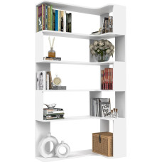 HaodaCulture valge raamaturiiul, 5-korruseline seisev riiul, kuubikujuline riiul, raamaturiiul, nurgaraamaturiiul, kontoririiul, vabalt seisev, hoiuriiul elutuppa, magamistuppa, 90 x 48 x 169 cm, 90 x 48 x 169 cm