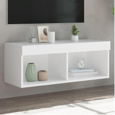 Homgoday TV kapp LED tuledega, valge, 80 x 30 x 30 cm, meelelahutuskeskuse kapp, TV statiiv, HiFi kapp, Stereokapp, TV kapp, elutoa mööbel, kodu, siseruumide hoiukappide mööbel.