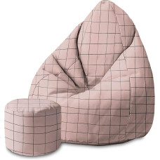 DreamRoots Bean Bag 80 x 80 x 120 cm - Bean Bag koos seljatoe ja kaanega - Istmepadja alus - Chill Bubibag - Bean Bag koos täidisega - Täidisega täiskasvanud M-Geo2