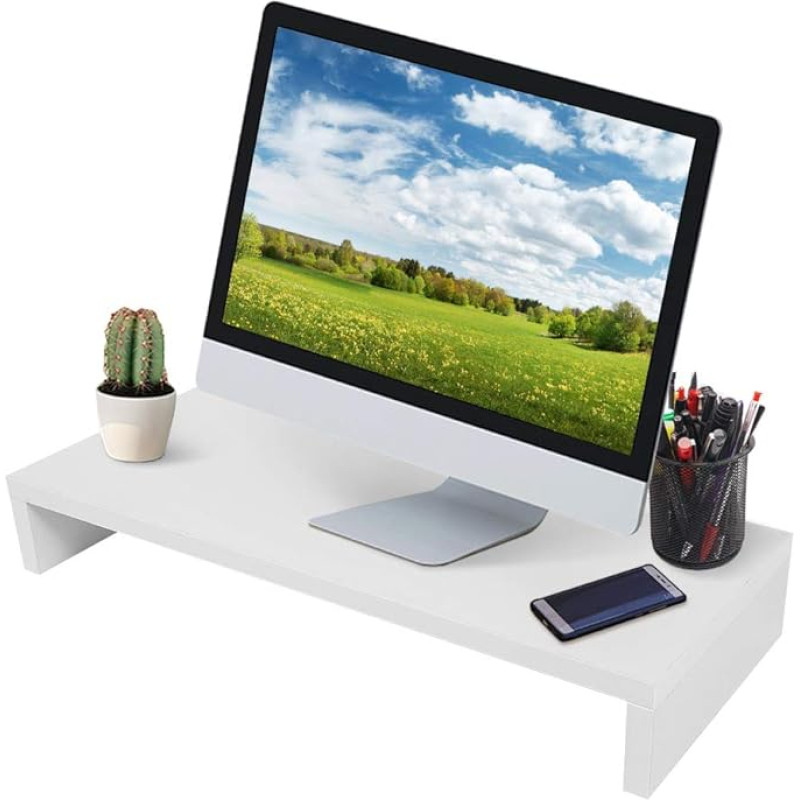 Monitori tugi, lilla valge, Zoom monitoride tugi, lauakinnitus, arvutimonitori tugi, ekraani tugi koos hoiuruumiga, ekraani tugi arvutile, sülearvuti, 56 x 22 x 7,7 cm.