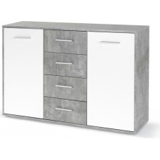 Forte ANTUZA küljepaneel 206, kapp 4 sahtli ja 3 uksega, rustikaalne stiil, puukomposiit, vanapuidust vintage puidudekor / betoonist välimus, tumehall, 206,1 cm lai x 86,3 cm kõrge x 41,6 cm sügav, 206,1 cm lai x 86,3 cm kõrge x 41,6 cm sügav