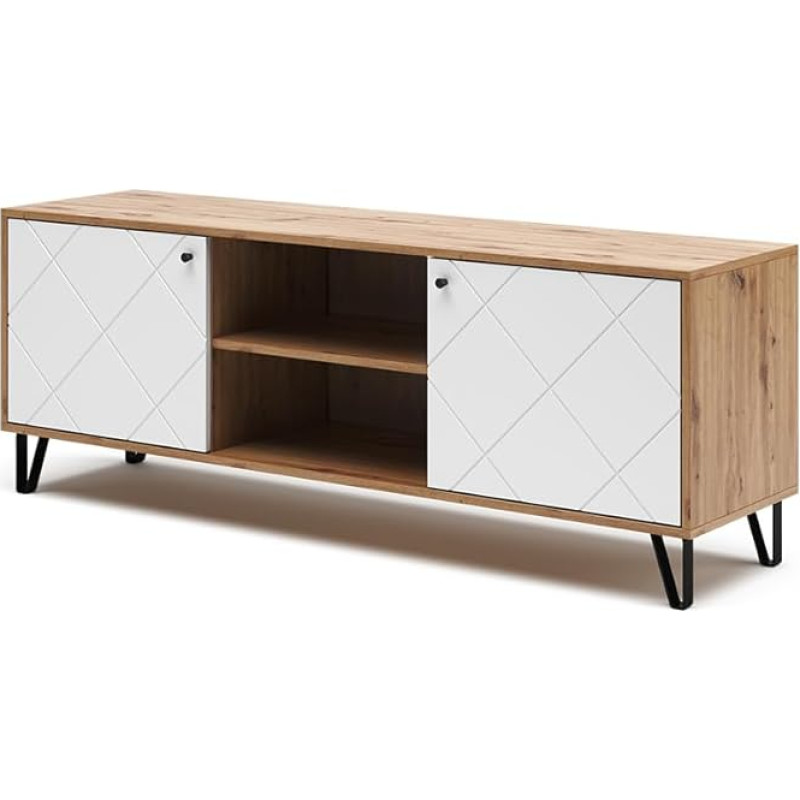 Vicco Nice Lowboard telerialus, Artisan Tamm/valge, 150 x 55,2 cm