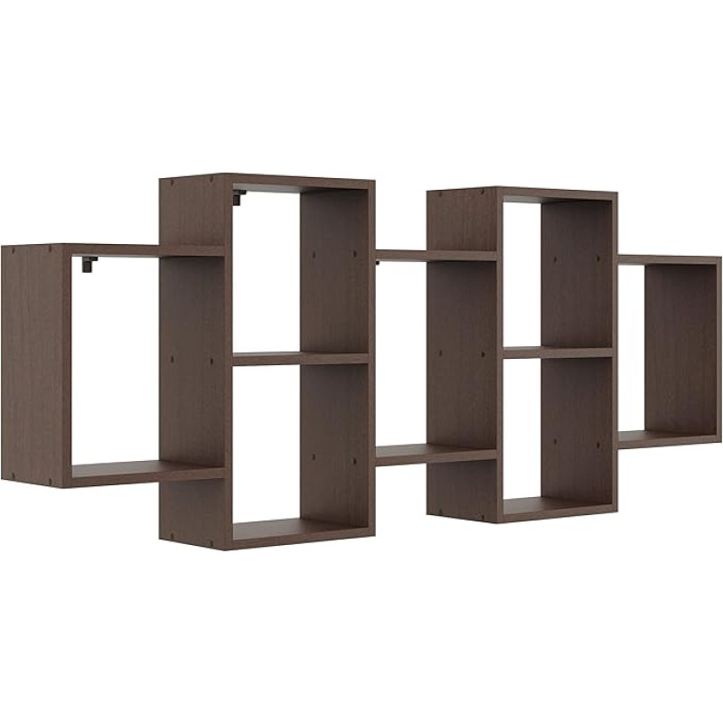 KUBUTKU Dekoratiivne seinariiul 7 riiuliga, 160 x 65 x 18 cm, Skandinaavia modernne disain, elutuppa, kööki, kontorisse, magamistuppa, vannituppa, rippuv riiul esitlemiseks, raamaturiiul (Wenge)