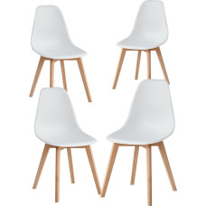 EGOONM 4 skandinaavia söögitoa tooli, puidust jalgadega plastist söögitoolid (valge)